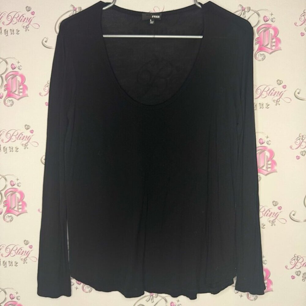 Wilfred free long sleeve top black scoop neckline basic casual comfy buttery